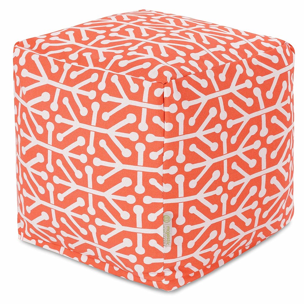 Majestic Home Goods Cube Pouf Aruba Orange. Picture 1