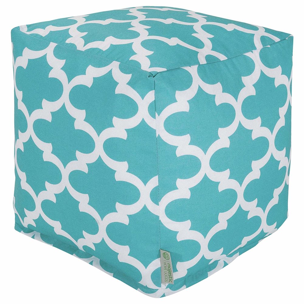 Majestic Home Goods Cube Pouf Trellis Teal. Picture 1