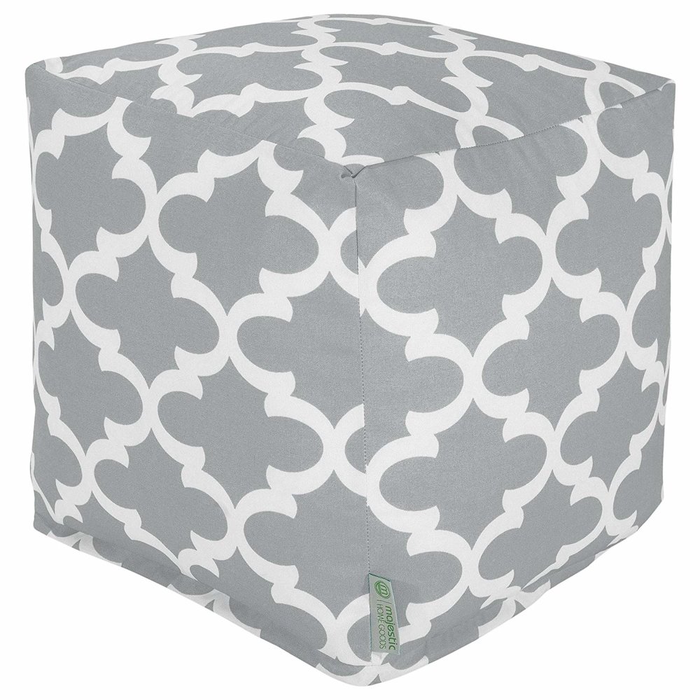 Majestic Home Goods Cube Pouf Trellis Gray. Picture 1