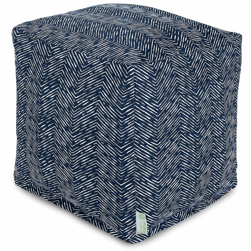 Majestic Home Goods Cube Pouf South West Navy. Picture 1