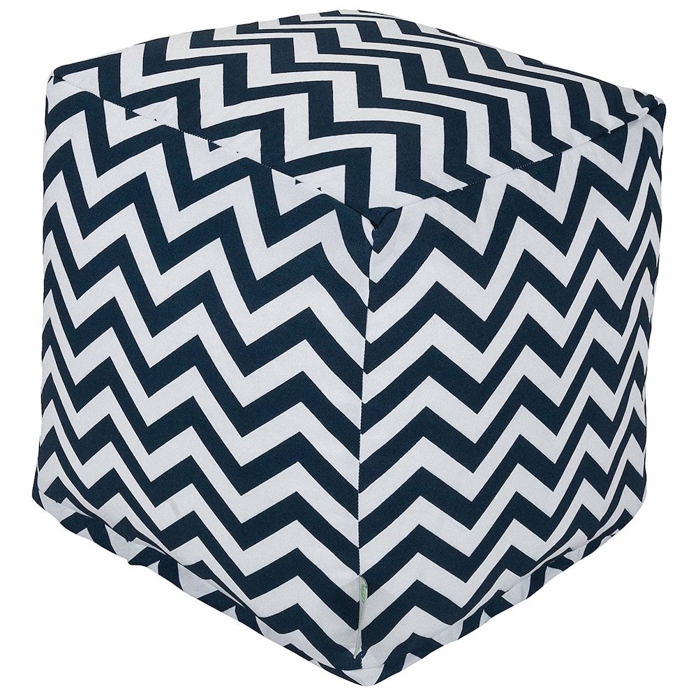 Majestic Home Goods Cube Pouf Chevron Navy. Picture 1