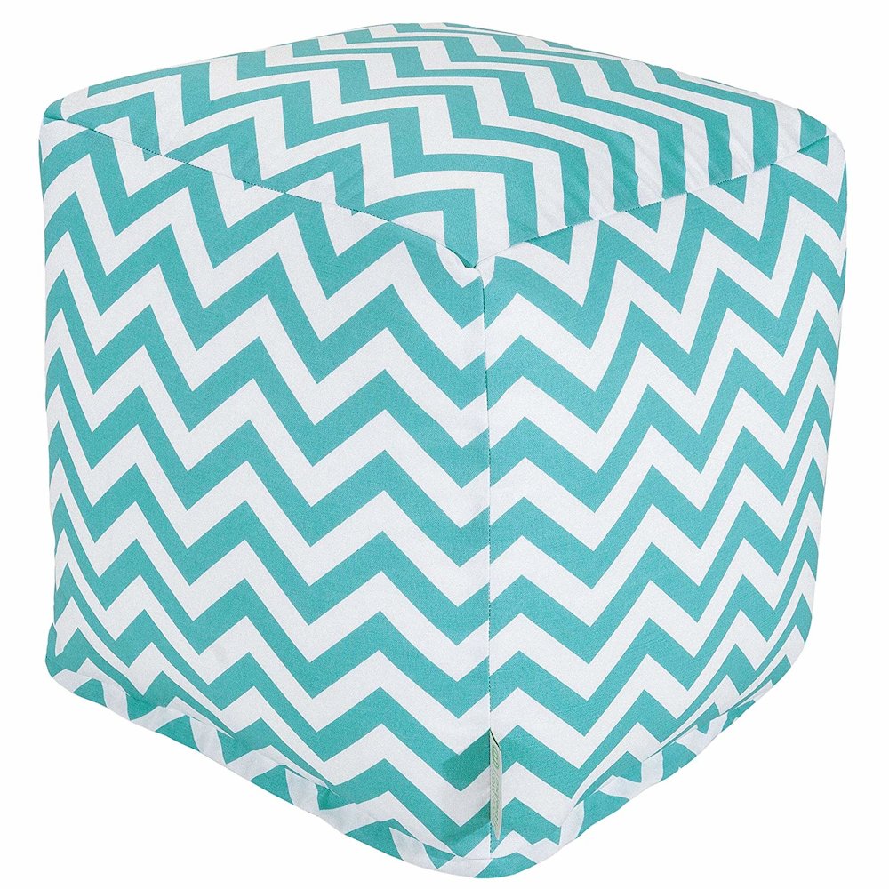 Majestic Home Goods Cube Pouf Chevron Teal. Picture 1