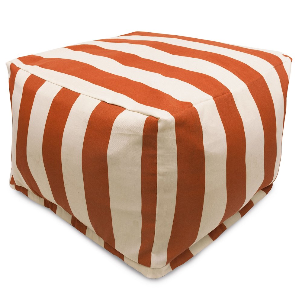 Majestic Home Goods Ottoman Pouf Vertical Stripe Burnt Orange. Picture 1