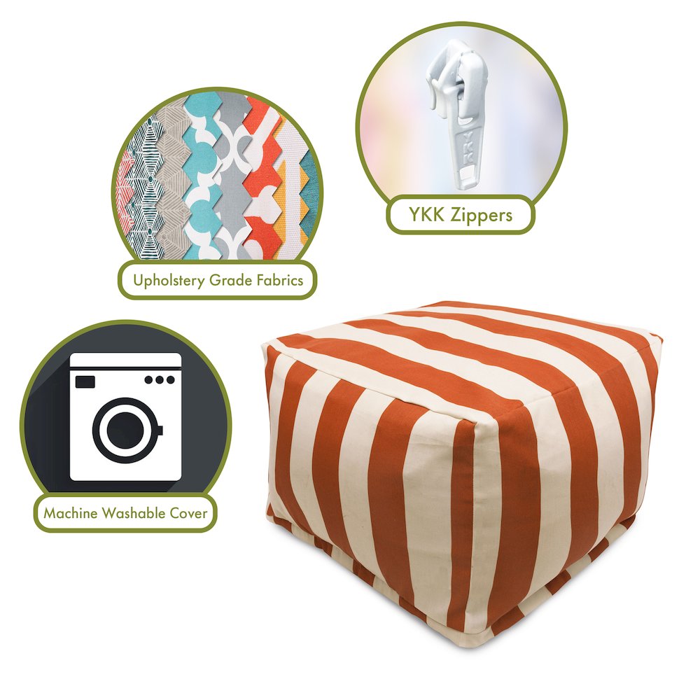 Majestic Home Goods Ottoman Pouf Vertical Stripe Burnt Orange. Picture 2