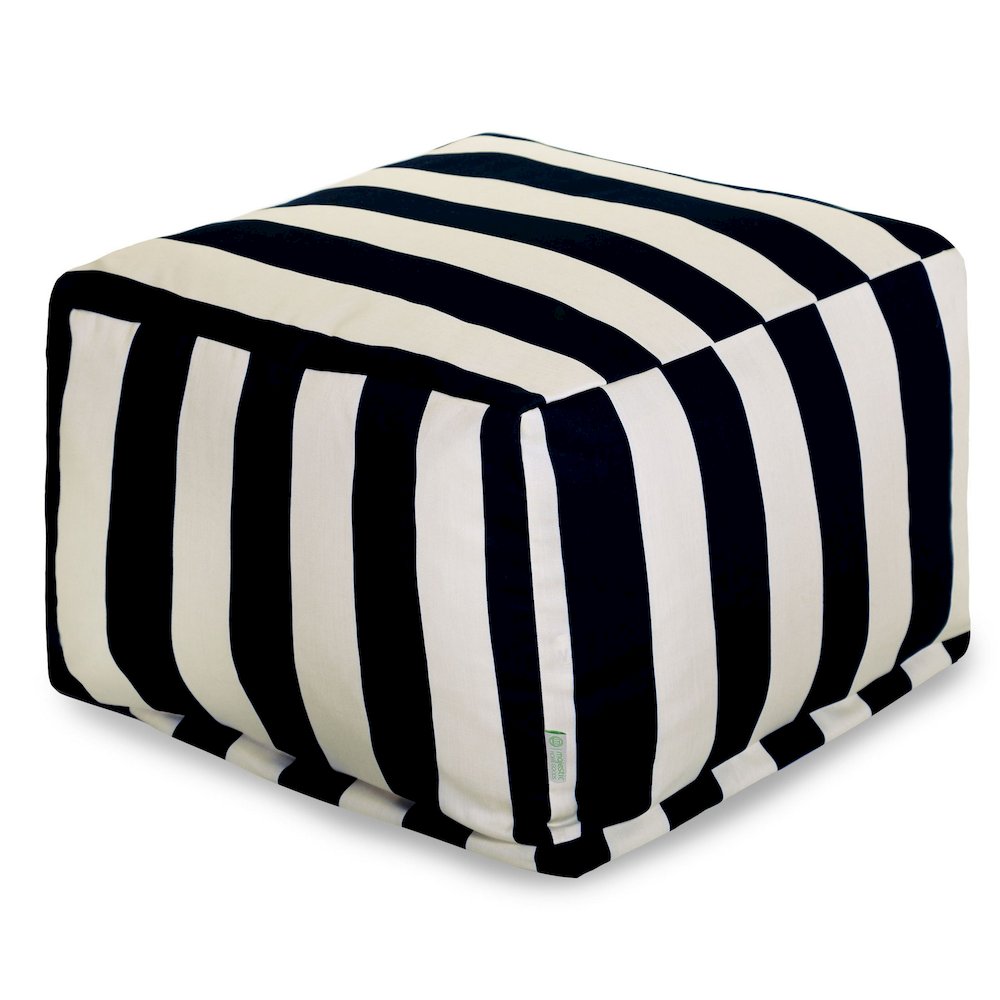Majestic Home Goods Ottoman Pouf Vertical Stripe Black. Picture 1