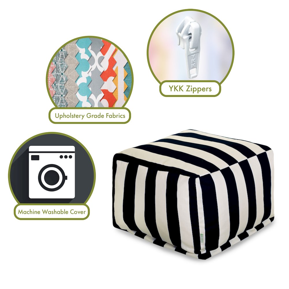 Majestic Home Goods Ottoman Pouf Vertical Stripe Black. Picture 2