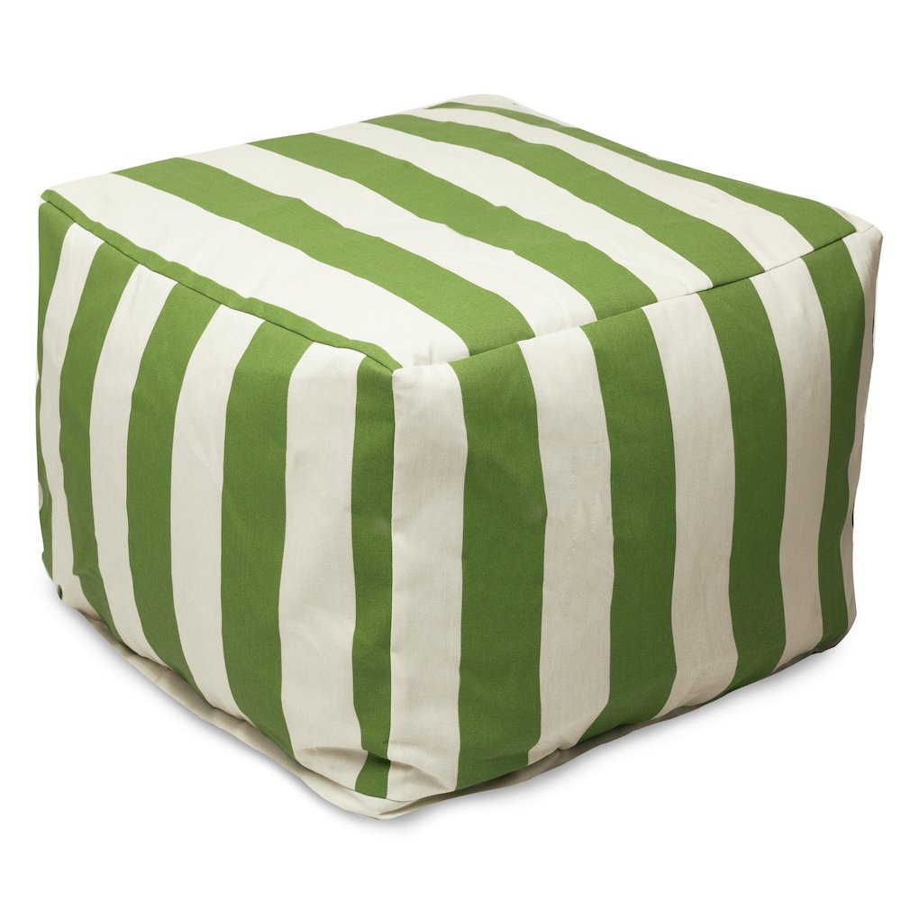 Majestic Home Goods Ottoman Pouf Vertical Stripe Sage. Picture 1