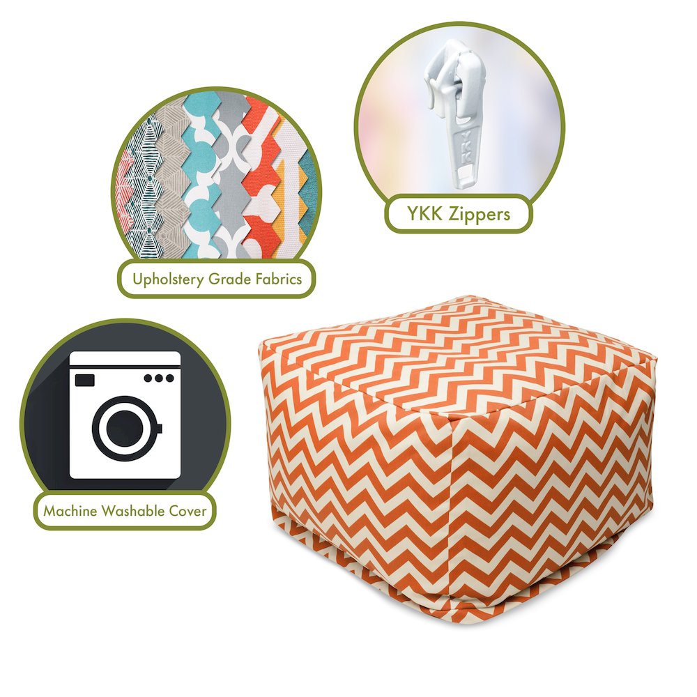 Majestic Home Goods Ottoman Pouf Chevron Burnt Orange. Picture 2