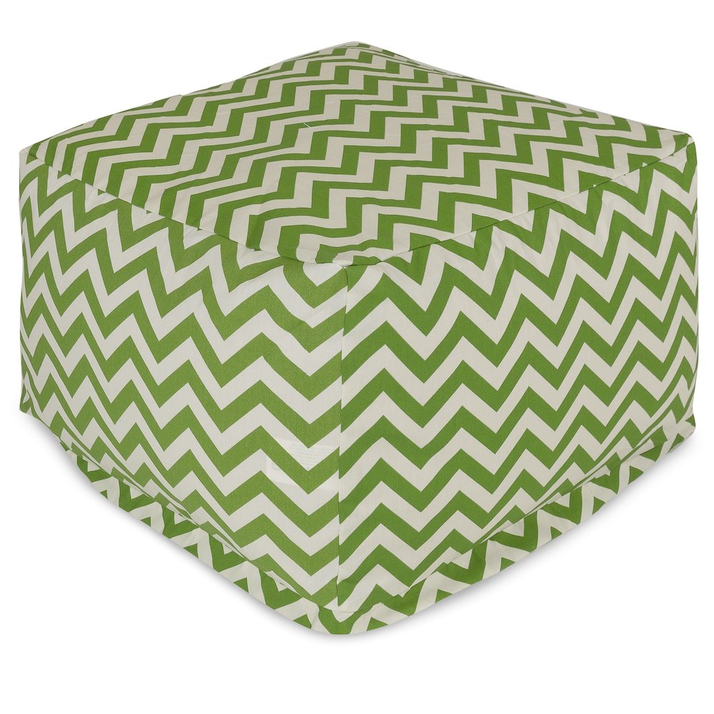 Majestic Home Goods Ottoman Pouf Chevron Sage. Picture 1