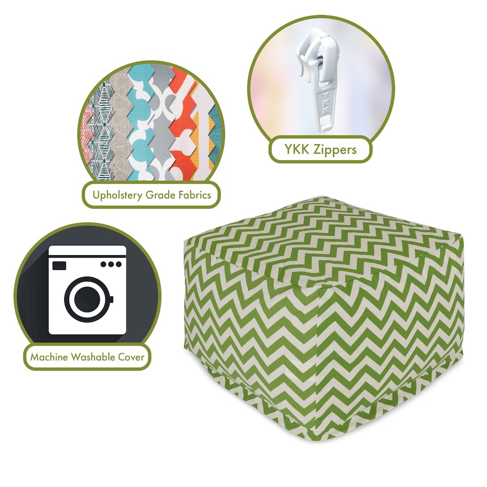 Majestic Home Goods Ottoman Pouf Chevron Sage. Picture 2