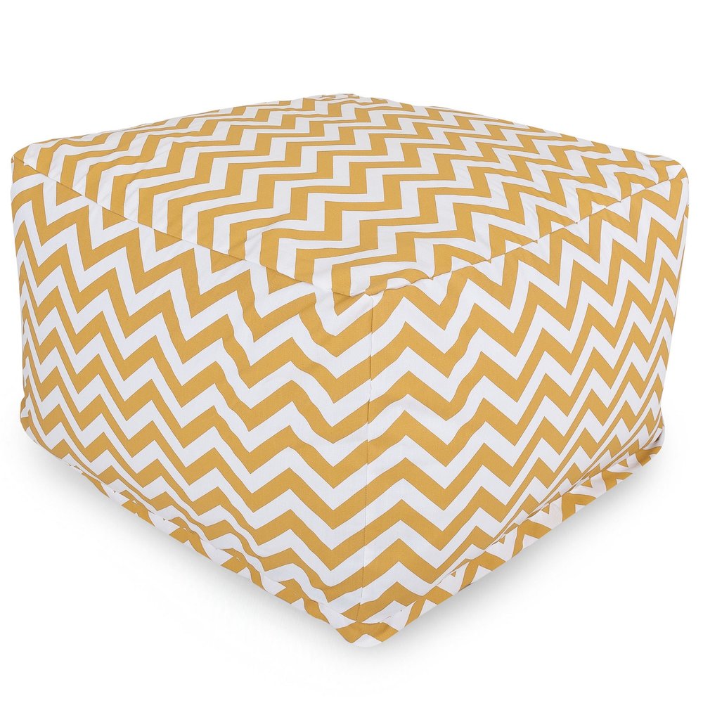 Majestic Home Goods Ottoman Pouf Chevron Yellow. Picture 1