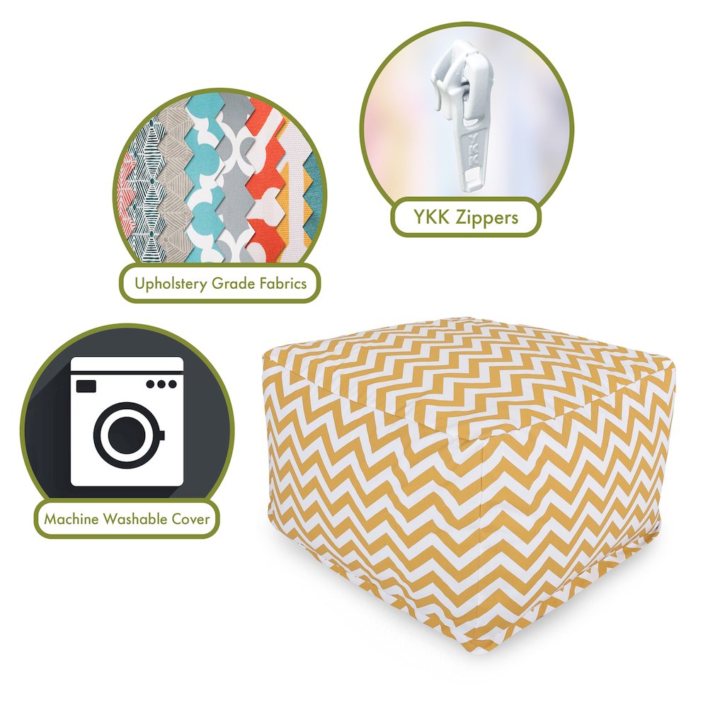Majestic Home Goods Ottoman Pouf Chevron Yellow. Picture 2
