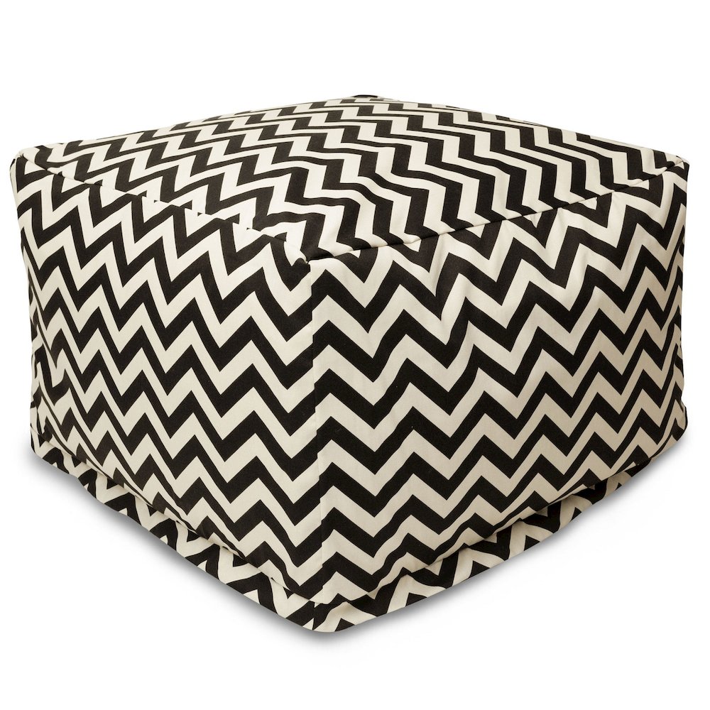 Majestic Home Goods Ottoman Pouf Chevron Black. Picture 1