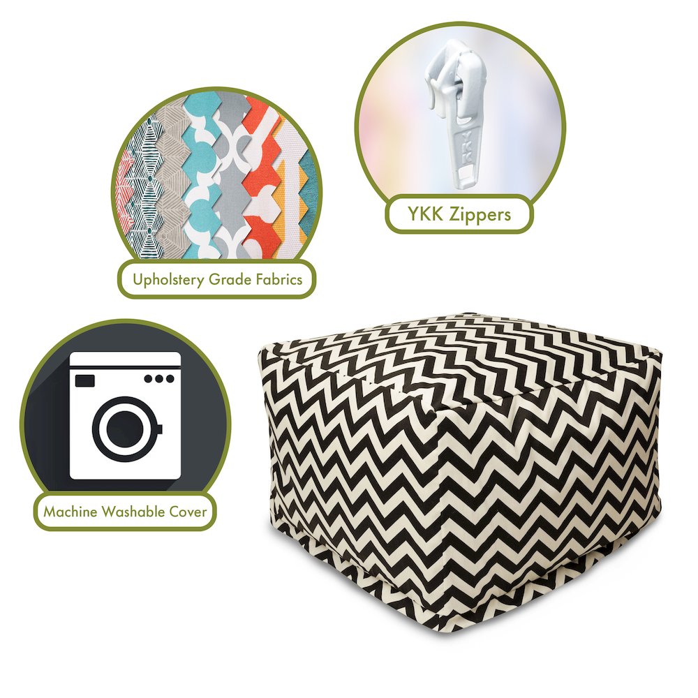 Majestic Home Goods Ottoman Pouf Chevron Black. Picture 2