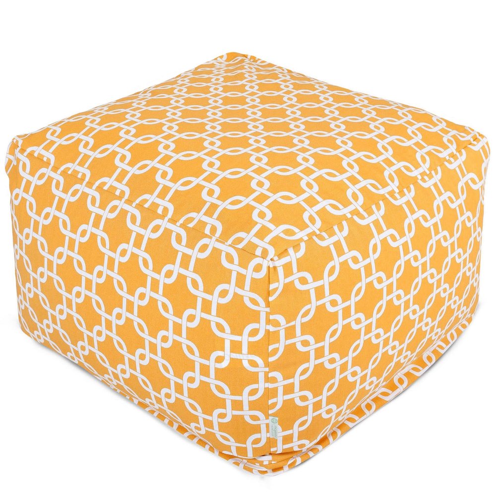 Majestic Home Goods Ottoman Pouf Links Yellow. Picture 1