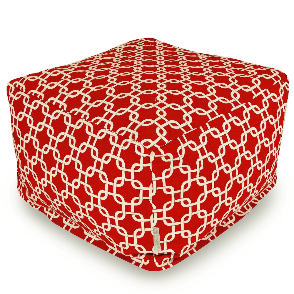 Majestic Home Goods Ottoman Pouf Links Red. Picture 1