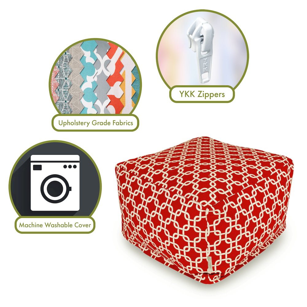 Majestic Home Goods Ottoman Pouf Links Red. Picture 2