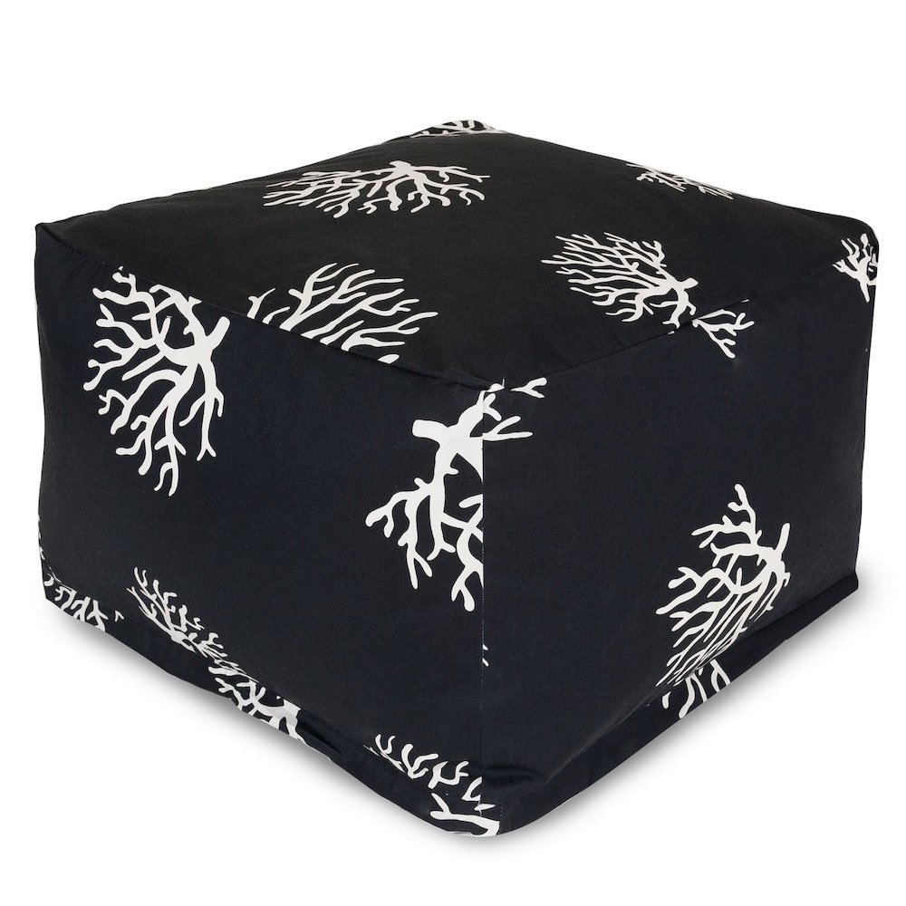 Majestic Home Goods Ottoman Pouf Coral Black. Picture 1
