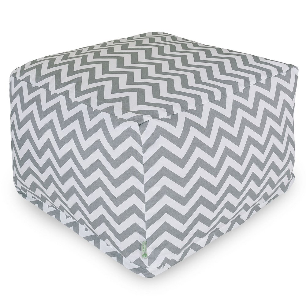 Majestic Home Goods Ottoman Pouf Chevron Gray. Picture 1