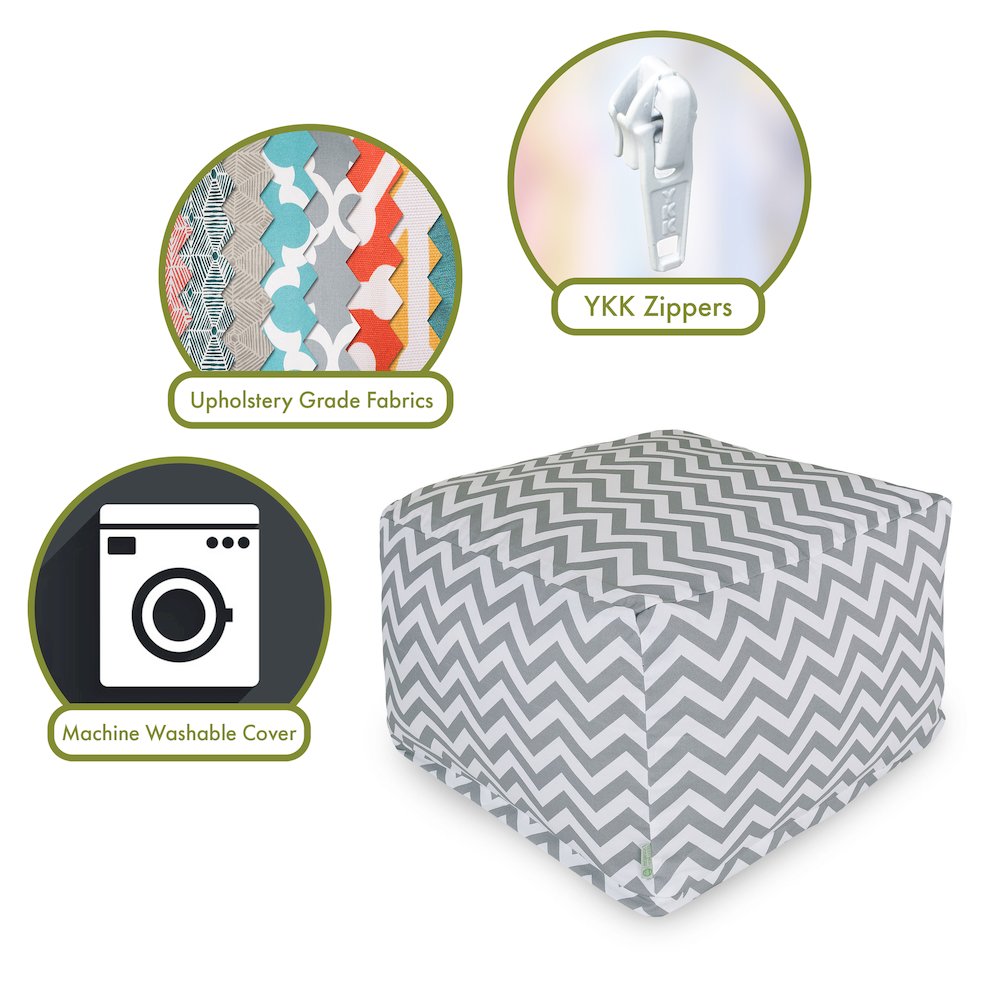 Majestic Home Goods Ottoman Pouf Chevron Gray. Picture 2