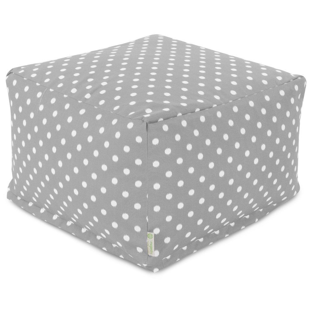Majestic Home Goods Ottoman Pouf Ikat Dot Gray. Picture 1