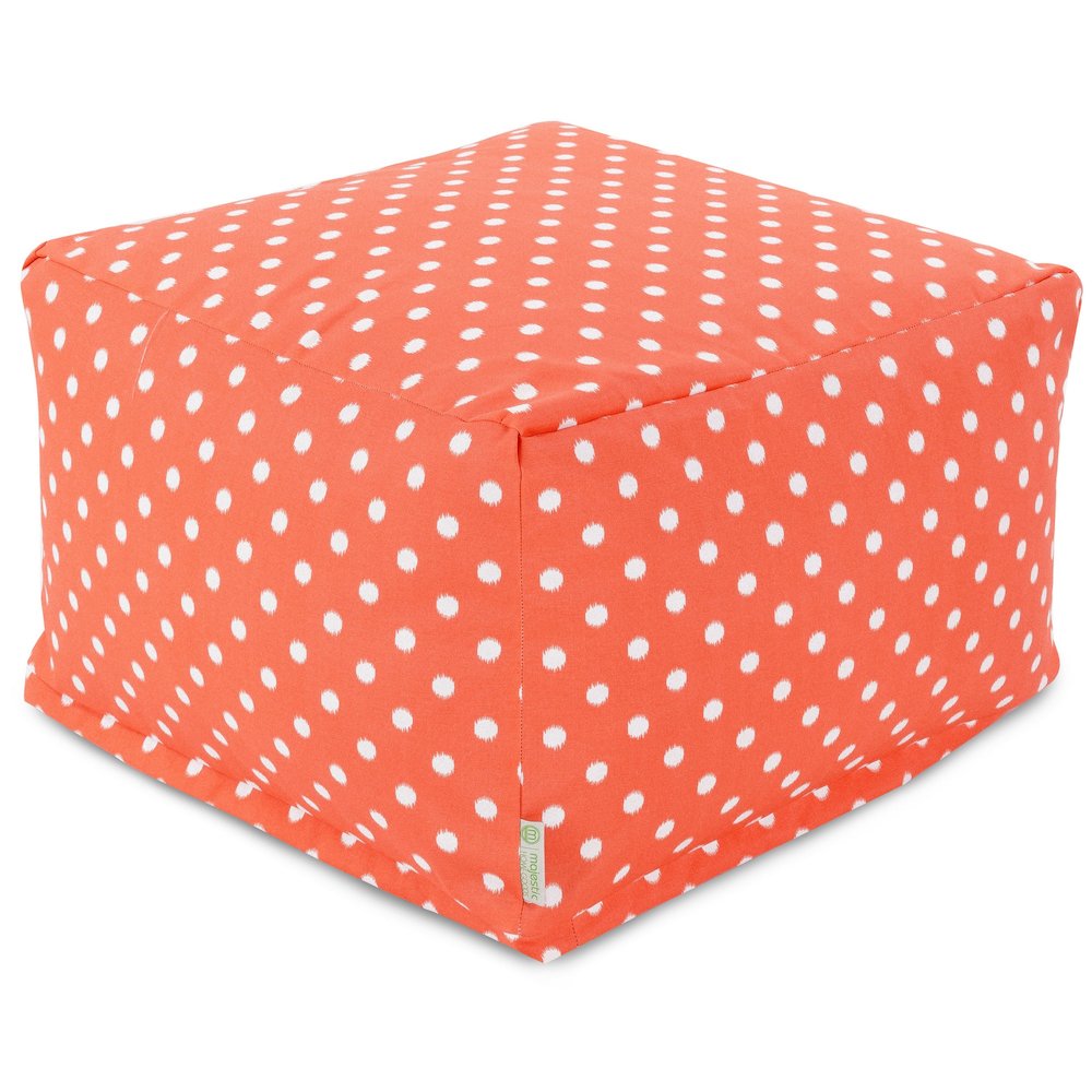 Majestic Home Goods Ottoman Pouf Ikat Dot Orange. Picture 1