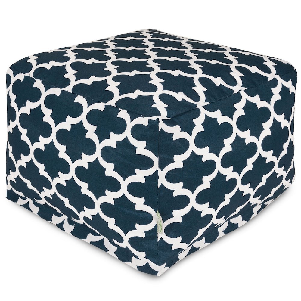 Majestic Home Goods Ottoman Pouf Trellis Navy. Picture 1