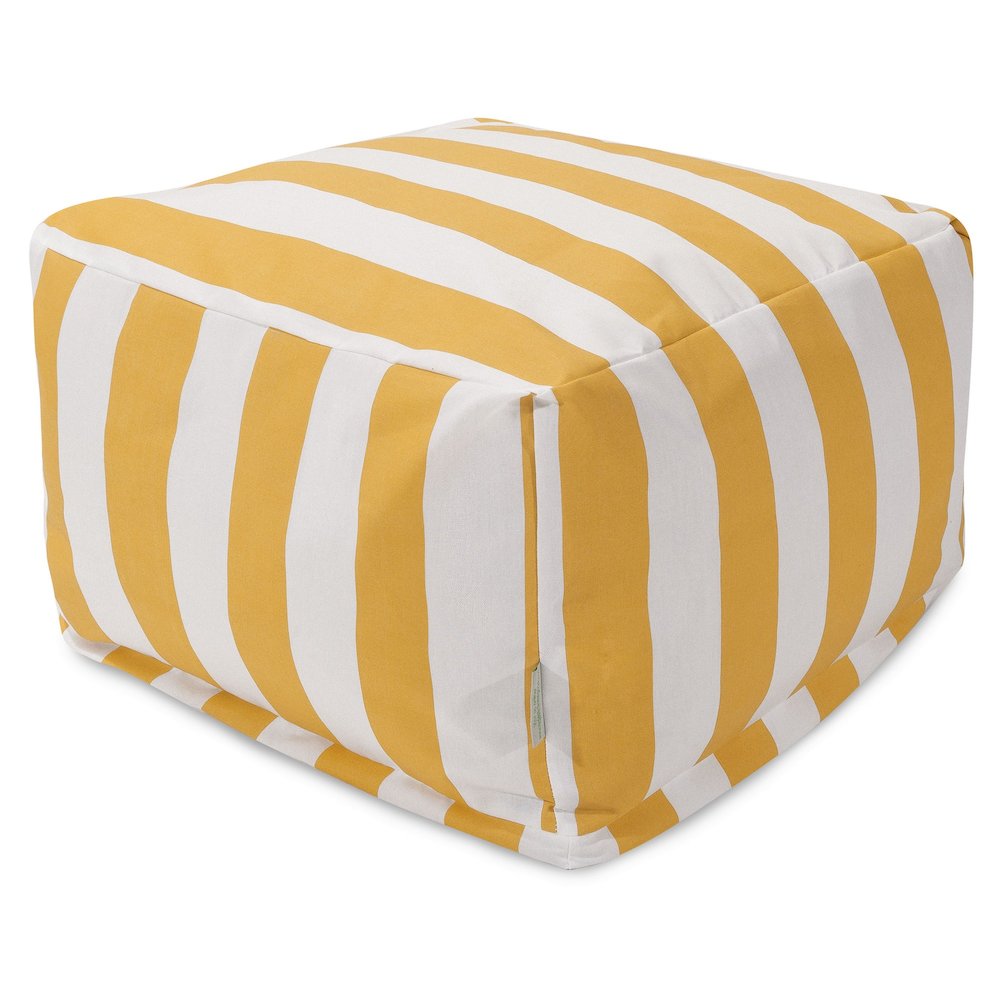 Majestic Home Goods Ottoman Pouf Vertical Stripe Yellow. Picture 1