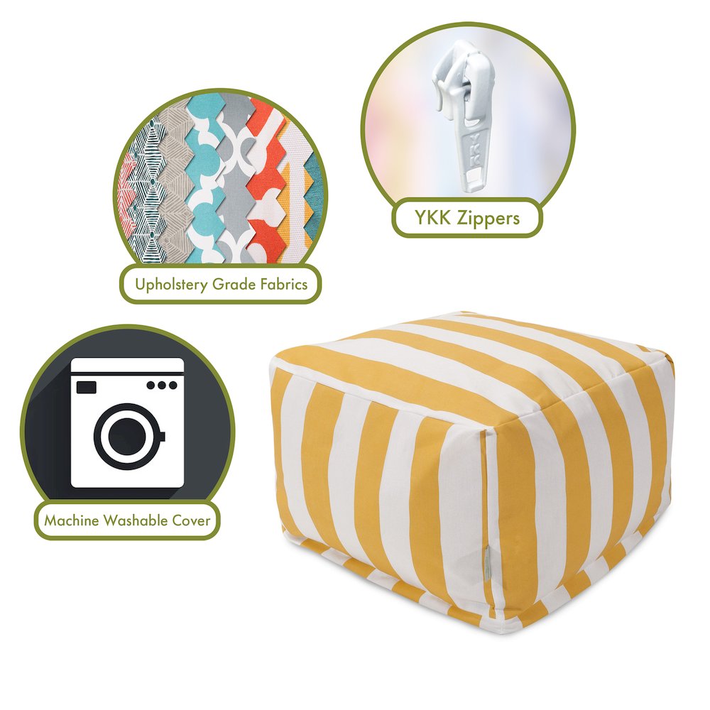 Majestic Home Goods Ottoman Pouf Vertical Stripe Yellow. Picture 2