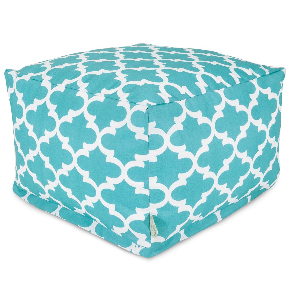 Majestic Home Goods Ottoman Pouf Trellis Teal. Picture 1