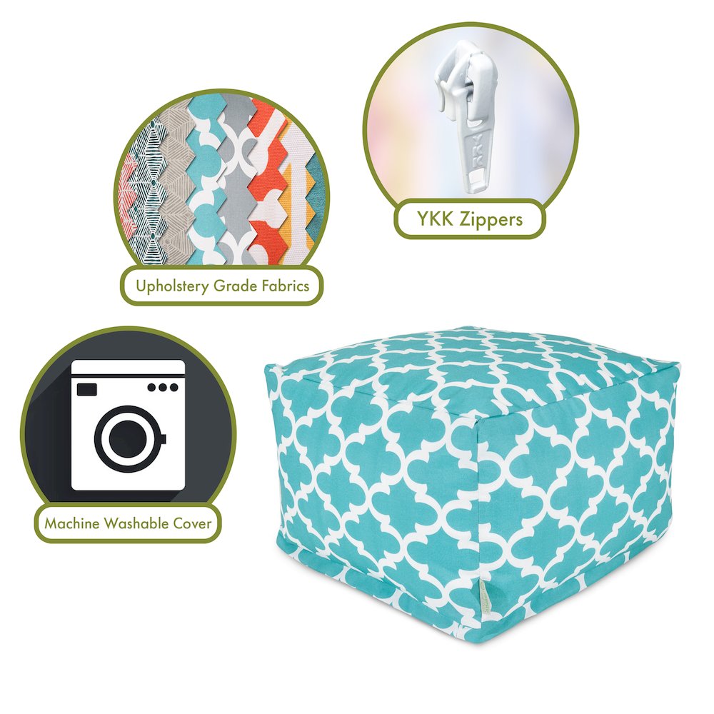 Majestic Home Goods Ottoman Pouf Trellis Teal. Picture 2