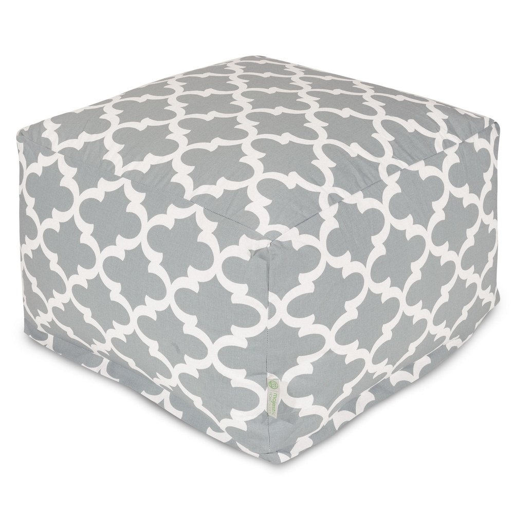 Majestic Home Goods Ottoman Pouf Trellis Gray. Picture 1