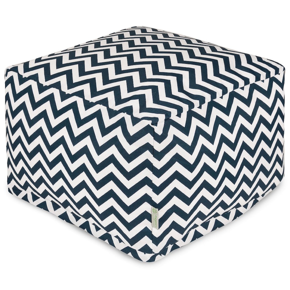 Majestic Home Goods Ottoman Pouf Chevron Navy. Picture 1
