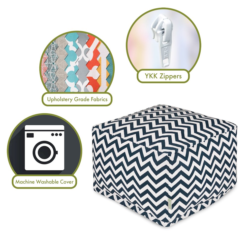 Majestic Home Goods Ottoman Pouf Chevron Navy. Picture 2