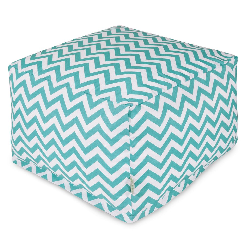 Majestic Home Goods Ottoman Pouf Chevron Teal. Picture 1
