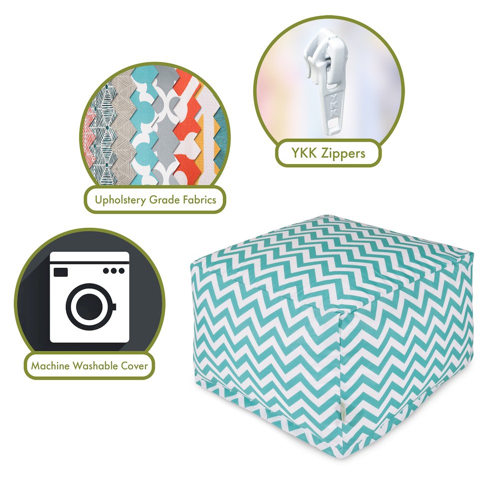 Majestic Home Goods Ottoman Pouf Chevron Teal. Picture 2