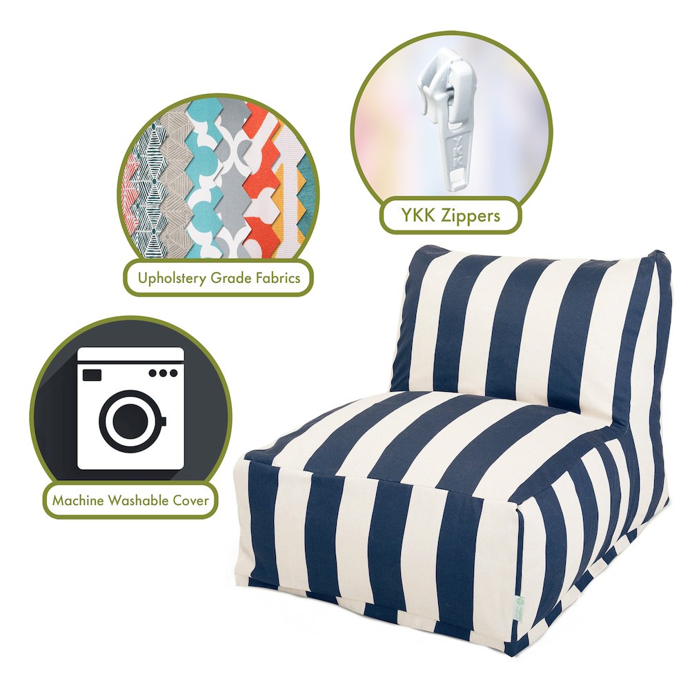Majestic Home Goods Chair Lounger Vertical Stripe Navy. Picture 2