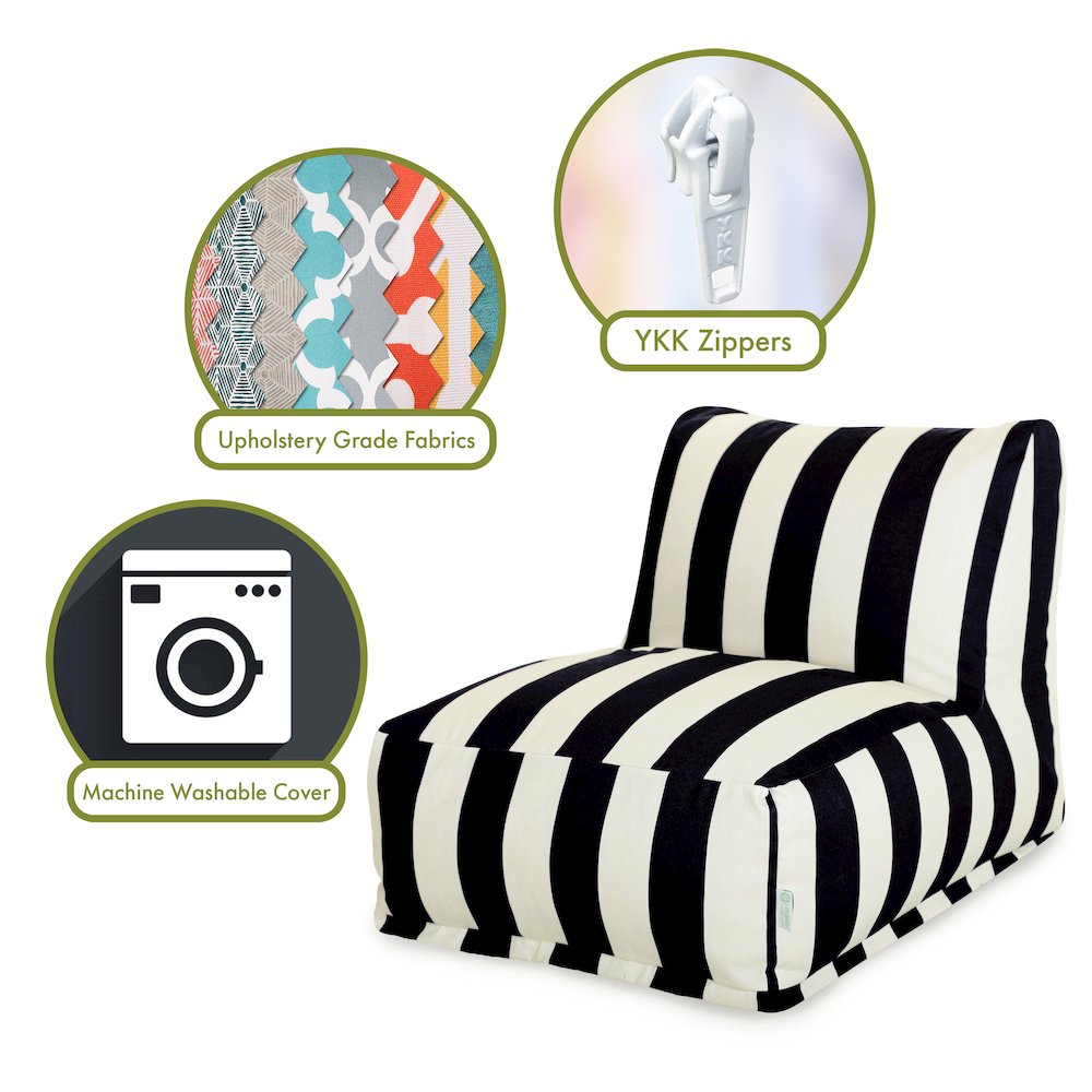 Majestic Home Goods Chair Lounger Vertical Stripe Black. Picture 2