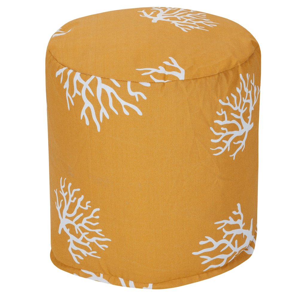 Majestic Home Goods Pouf Coral Yellow. Picture 1