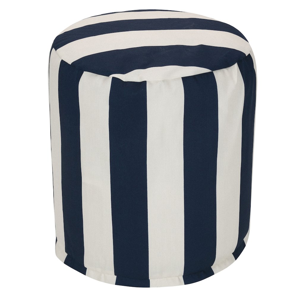 Majestic Home Goods Pouf Vertical Stripe Navy. Picture 1