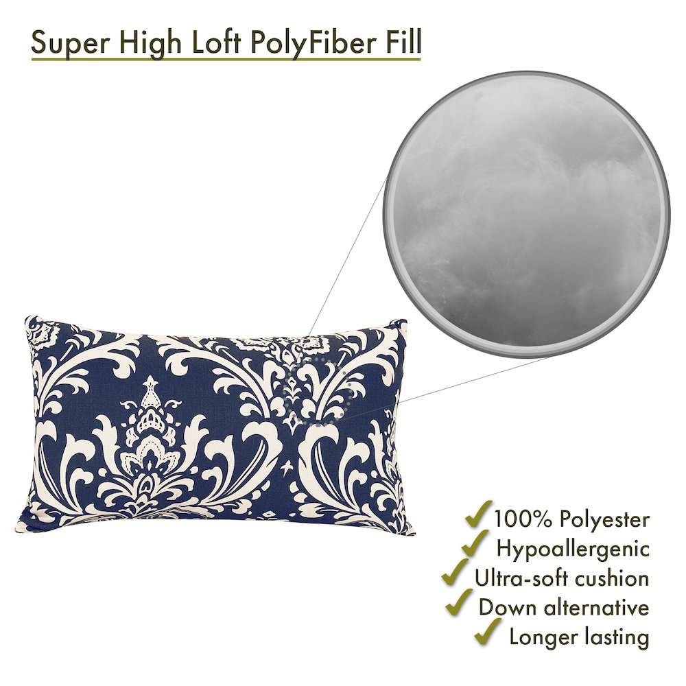 Majestic Home Goods Pillow 12x20 French Quarter Navy. Picture 2