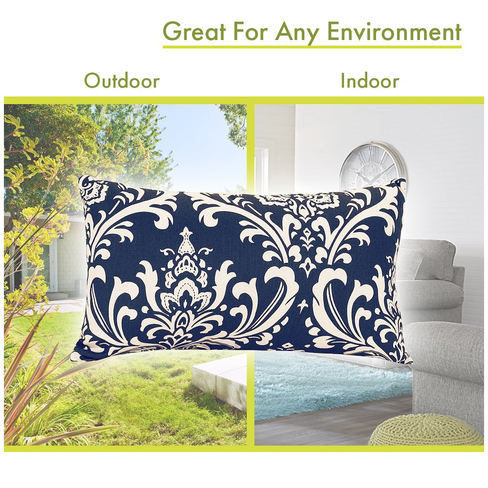 Majestic Home Goods Pillow 12x20 French Quarter Navy. Picture 4