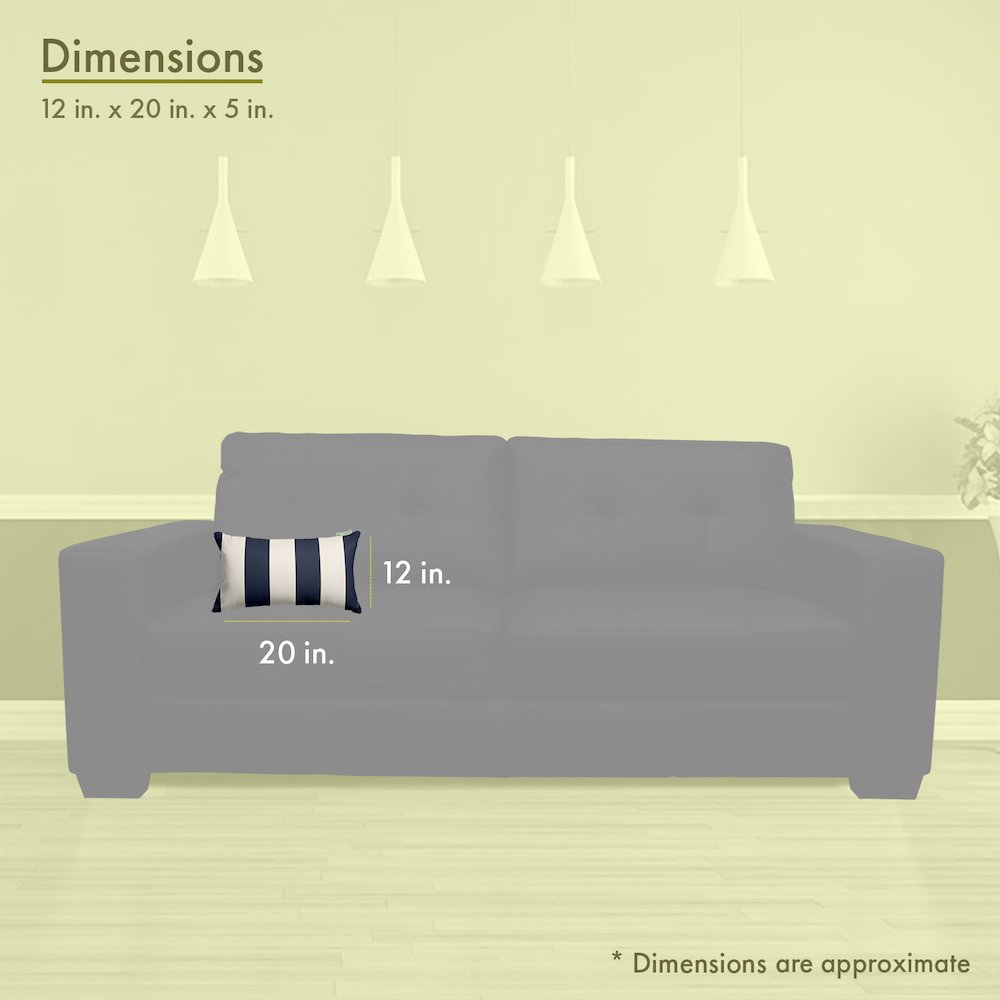 Majestic Home Goods Pillow 12x20 Vertical Stripe Navy. Picture 3