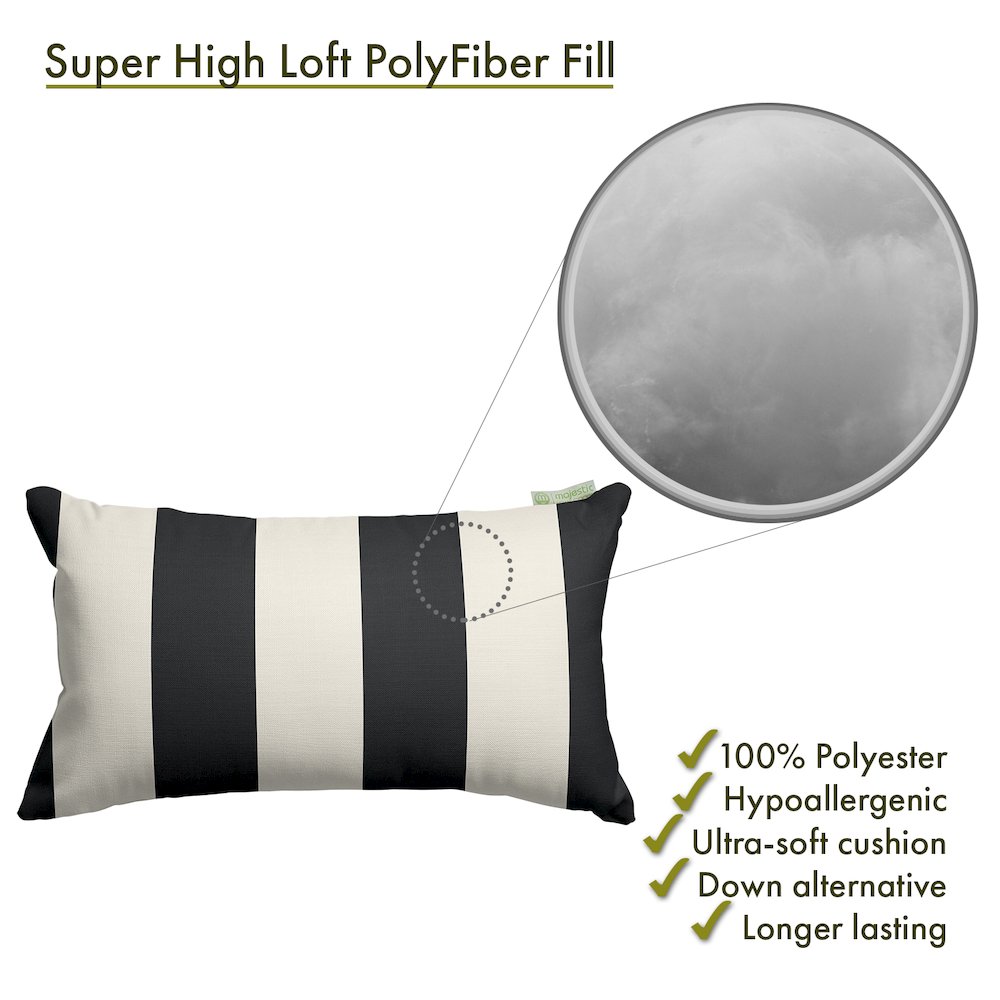 Majestic Home Goods Pillow 12x20 Vertical Stripe Black. Picture 2