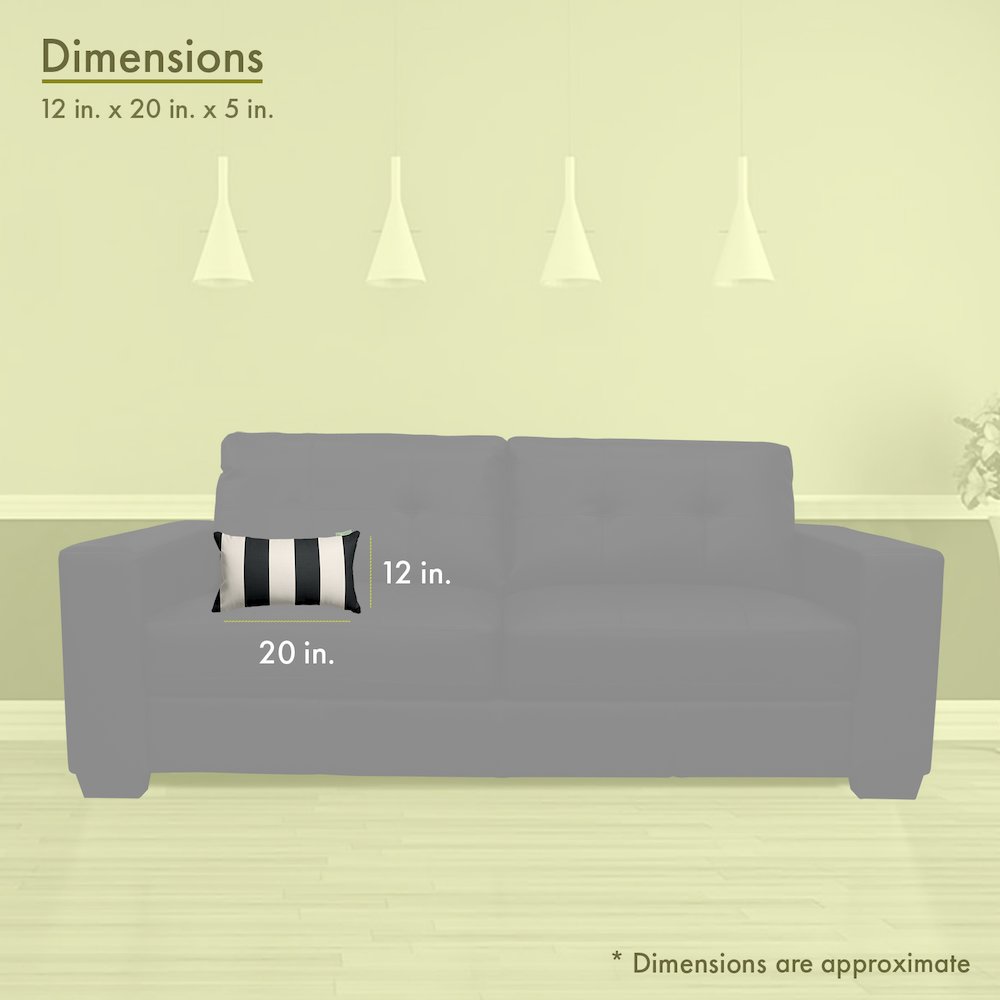 Majestic Home Goods Pillow 12x20 Vertical Stripe Black. Picture 3