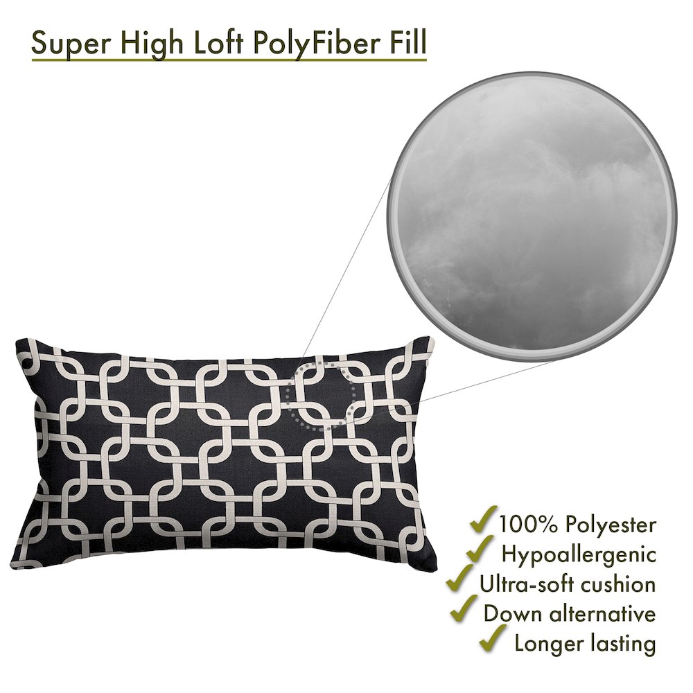 Majestic Home Goods Pillow 12x20 Links Black. Picture 2