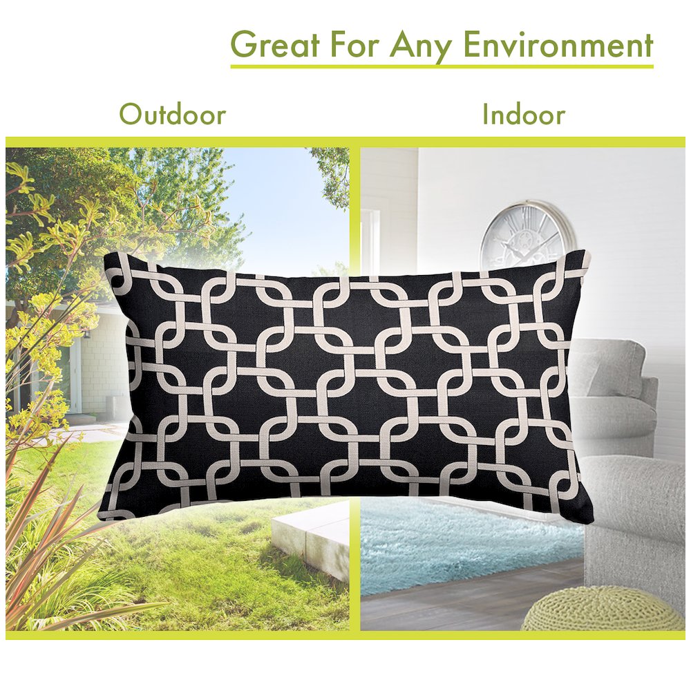 Majestic Home Goods Pillow 12x20 Links Black. Picture 4