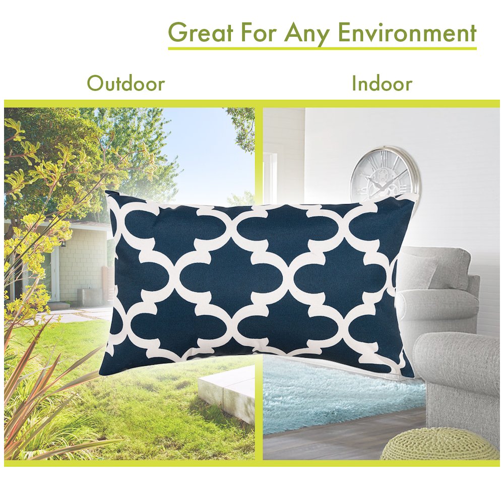 Majestic Home Goods Pillow 12x20 Trellis Navy. Picture 4