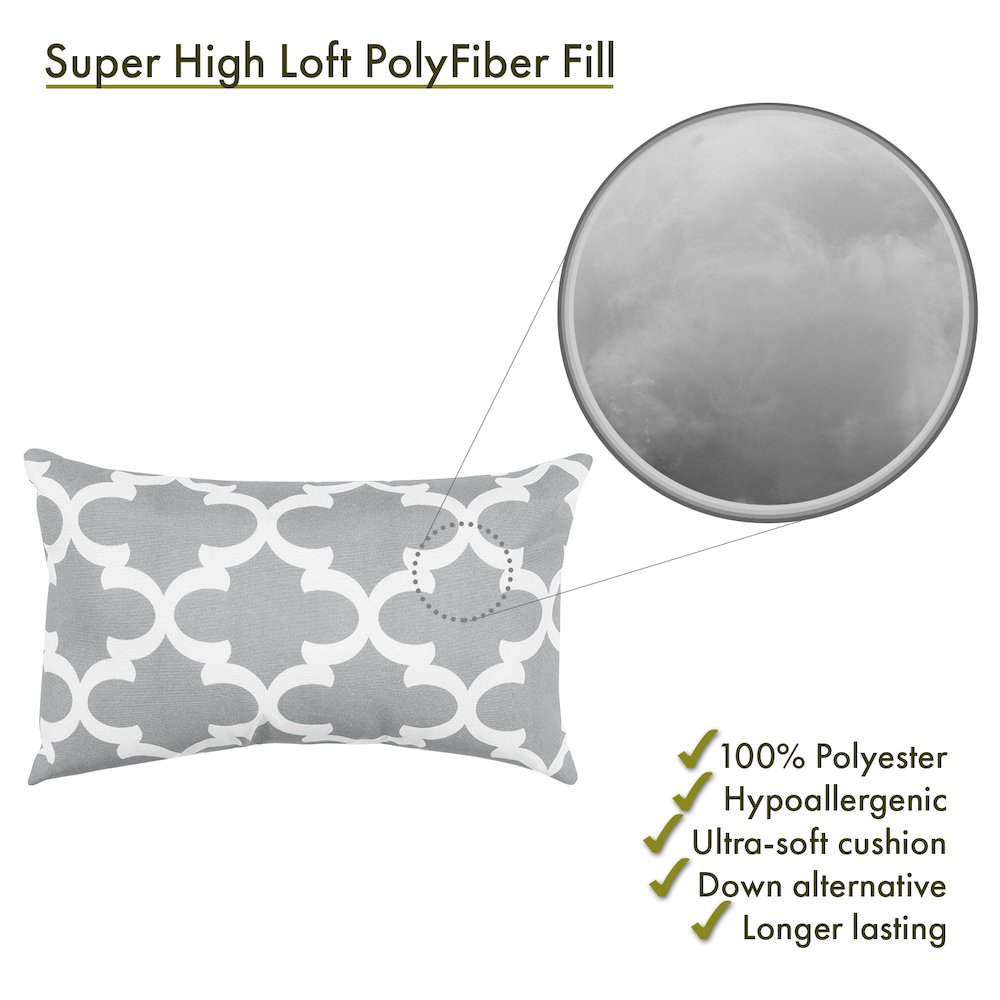 Majestic Home Goods Pillow 12x20 Trellis Gray. Picture 2