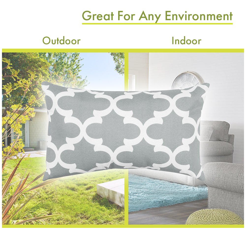 Majestic Home Goods Pillow 12x20 Trellis Gray. Picture 4